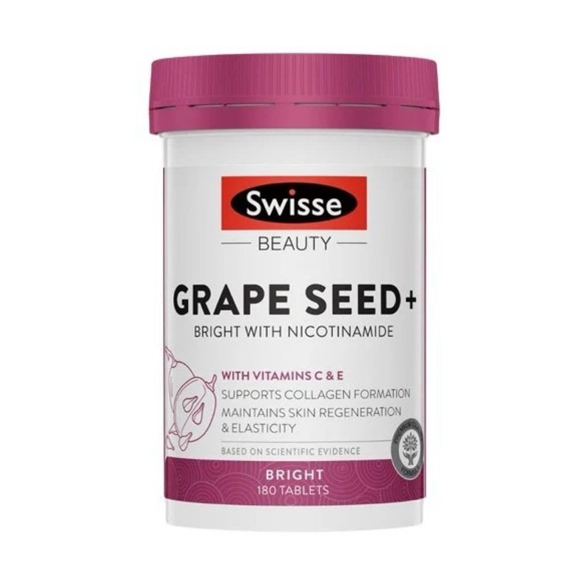 ของแท้/พร้อมส่ง ♡ Swisse Beauty Grape Seed + Bright woth Nicotinamide มี180เม็ด เกรปซีด เมล็ดองุ่น บำรุงผิว