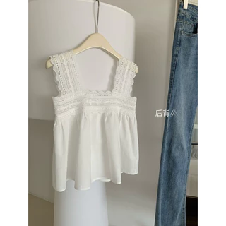 📍พร้อมส่ง📍8450#💌เสื้อแขนกุด คอเหลี่ยม งานผ้าฉลุ TAG WG.WE 🇰🇷🇰🇷