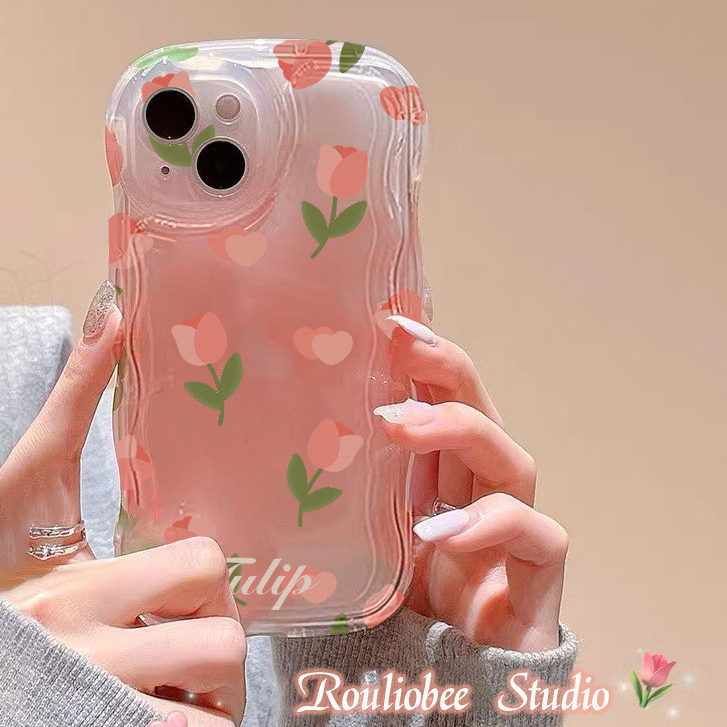 สำหรับ iPhone 11 15 14 13 12 Pro MAX 7 8 14 Plus XS MAX กรณีดอกไม้รูปแบบคลื่นขอบฟองกันกระแทกและโทรศัพท์มือถือเคสนิ่ม