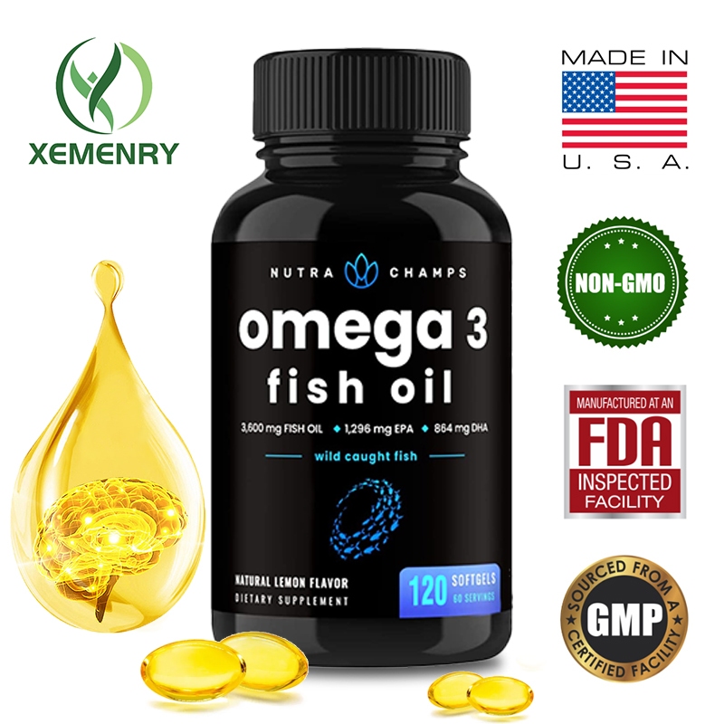 อาหารเสริมน้ำมันปลาโอเมก้า 3 3600มก. พร้อม EPA & DHA | อาหารเสริมโอเมก้า 3 ประสิทธิภาพสูง 30/60/120 แคปซูลน้ำมันปลา