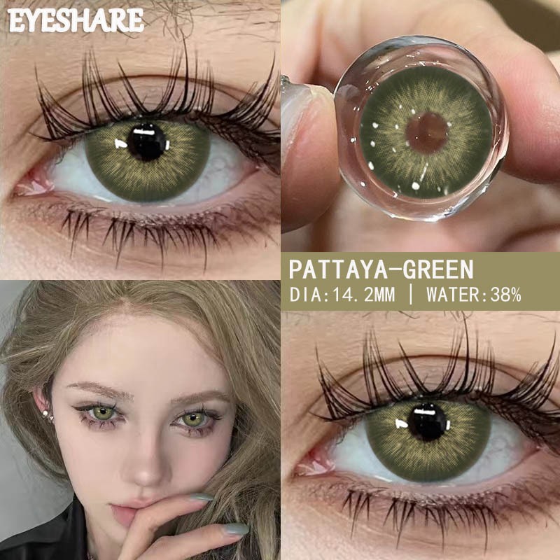 【COD】Pattaya Green คอนแทคเลนส์ 14.2mm เลนส์สไตล์ประจำวัน ตาประกาย บิ๊กอาย คอนแทคเลนส์สี