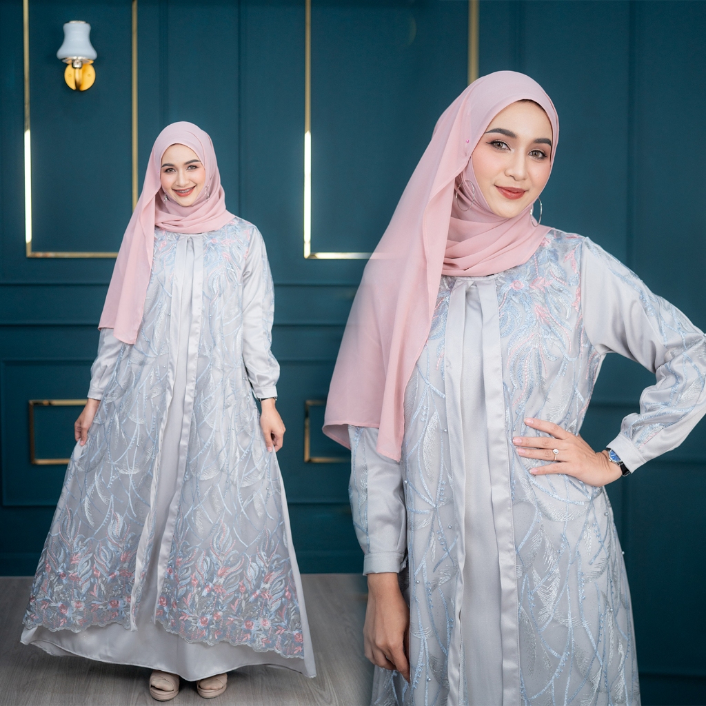 ชุดเดรส ผ้าซาร่า อาบาย่าลายลูกไม้ สวมใส่ง่าย ผ้าใส่สบาย ลายลูกไม้ IM68 วาริสมุสลิม EP1.