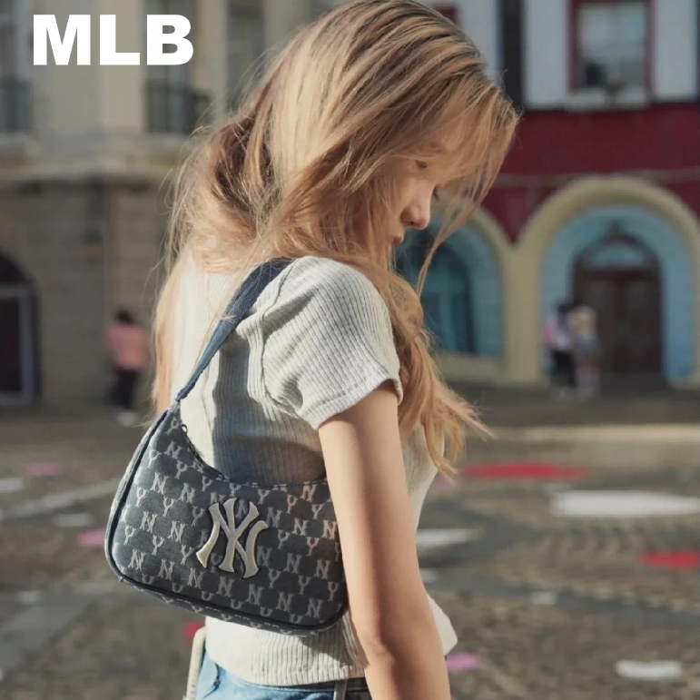 MLBกระเป่า สะพายข้าง กระเป๋าคล้องไหล่ กระเป๋าผู้หญิงใบเล็ก NY UNISEX CURVED NY NEW YORK YANKEE