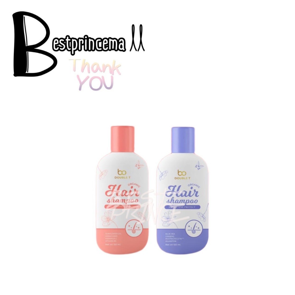 **แฮร์แชมพู** Double T Hair Shampoo สูตรออแกนิค มี 2 สูตร สีชมพู บำรุงผมทำสี / สีม่วง ลดรังแค ลดผมร่วง **150 ml.**