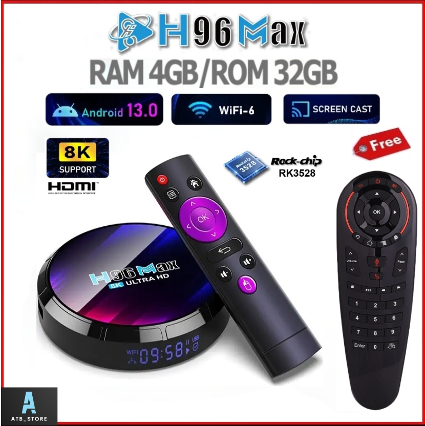 -รุ่นใหม่ปี2024- H96MAX RK3528 แรม 4GB / 32GB Android 13 Rockchip RK3528 Wifi 5G Bluetooth Lan100M A