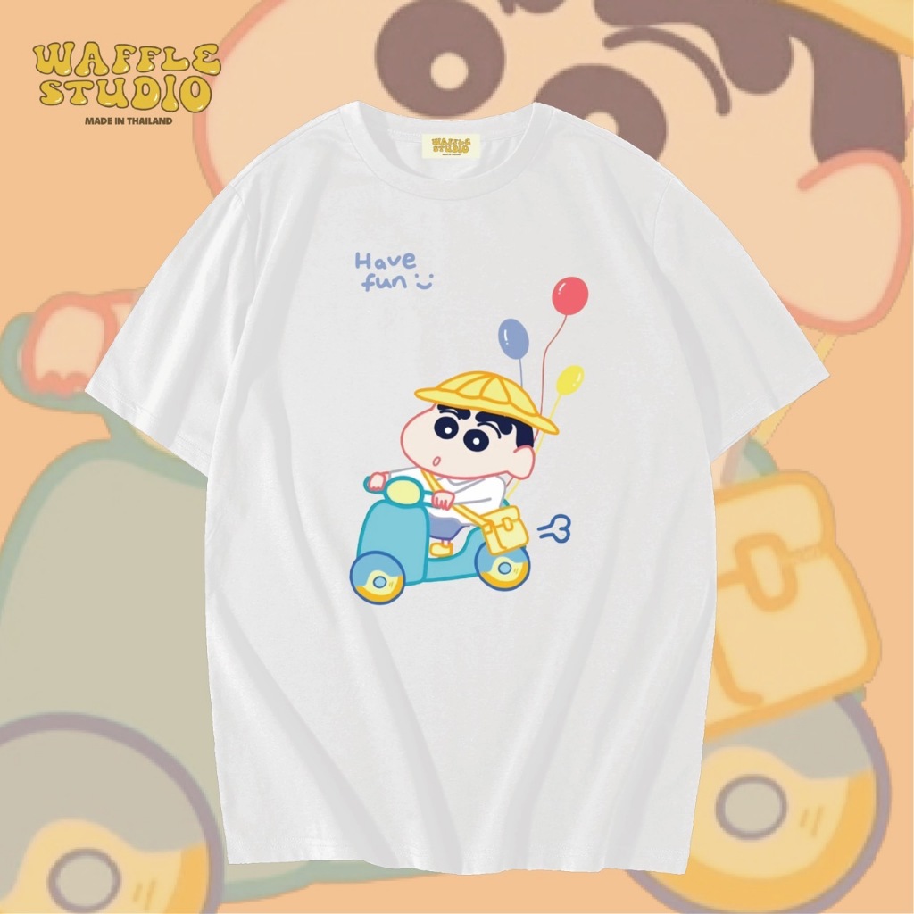 [ ส่งฟรี ] WS0080 เสื้อยืดโอเวอร์ไซส์ เสื้อยืดเกาหลี ผ้าคอตตอน100% เสื้อยืด ชินจัง WAFFLE STUDIO