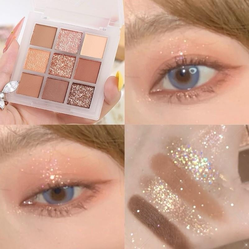 NO.5099พาเลทอายแชโดว์ 9สี เนื้อดินน้ำมัน สีสวย ติดทน กันน้ำ 9ช่อง แบบพกพาและใช้งานง่าย