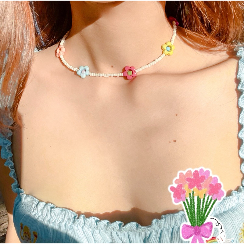 สร้อยลูกปัดดอกไม้🫐🧀🍊🫛🍊 (พร้อมส่ง)
