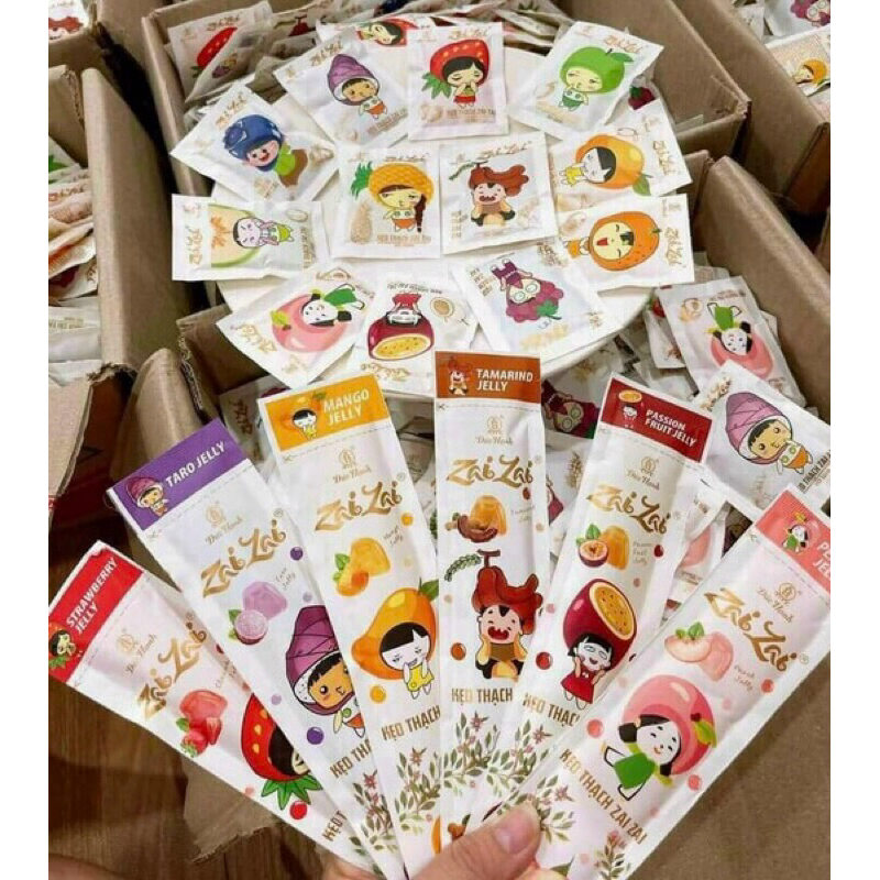 [สุดคุ้ม] เยลลี่เวียดนาม Zai Zai คละรส แบบยาว 30 ชิ้นหรือแบบสั้น 60 ชิ้น ขนาด 1 kg