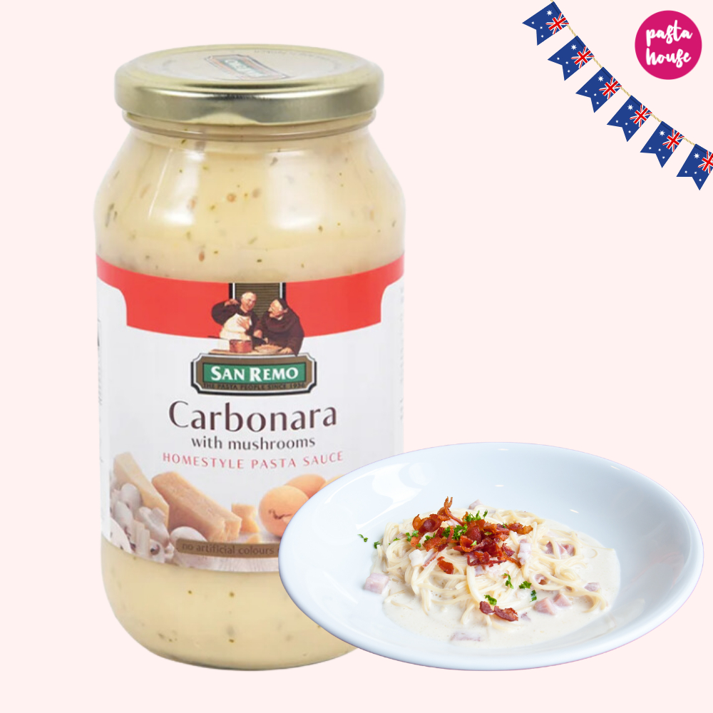 ซอสครีมคาโบนาร่า  ซอสโหระพา ซอสมะเขือเทศ San Remo Carbonara 480g