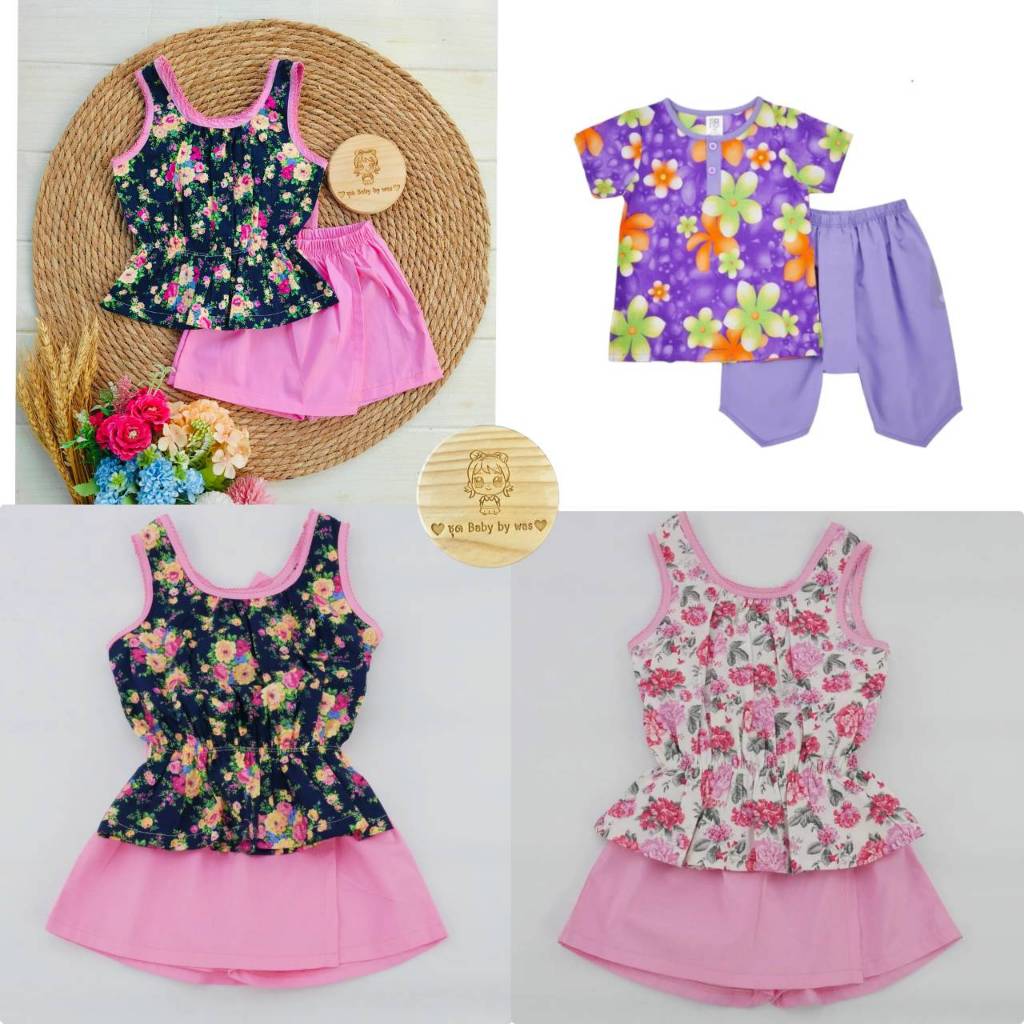 Bno เสื้อผ้าเด็ก ลายดอก ชุดสงกรานต์ ชาย หญิง