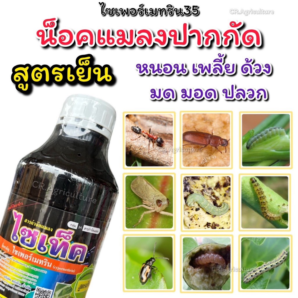 ไซเท็ค 1 ลิตร ไซเพอร์เมทริน 35 ไซเปอร์เมทริน (สูตรเย็น น็อคแมลงร่วงทันใจ) สารกำจัดแมลง กำจัดหนอน เพลี้ย ด้วง มด มอด ปลวก