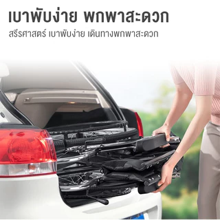 รถเข็นนั่งเข็มขัดนิรภัยแบบพับสำหรับผู้สูงอายุแบบพกพาการเดินทางน้ำหนักเบาเป็นพิเศษรถเข็นเบาะคู่พร้อมห้องน้ำ รถเข็นผู้ป่วย