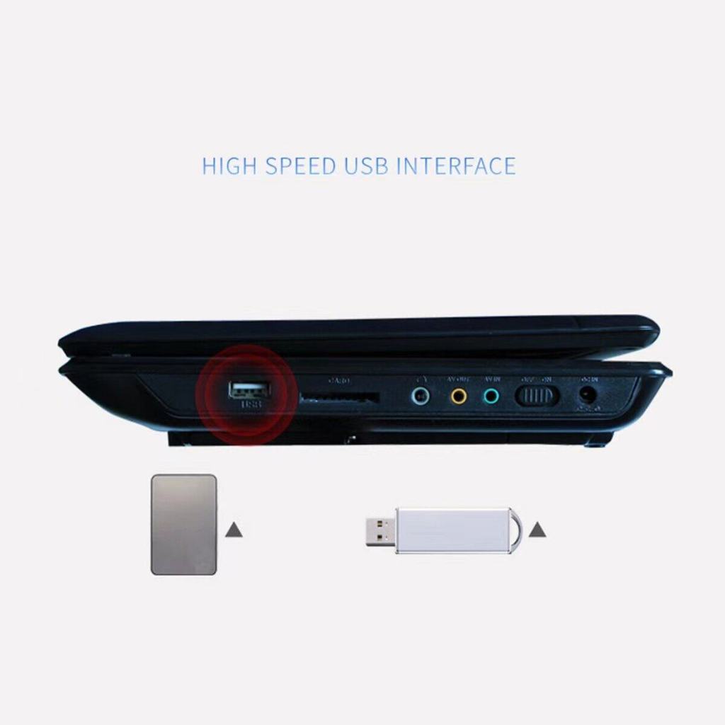 DVD Player Googoo 7.8นิ้ว/9.8นิ้วเครื่องเล่นดีวีดีแบบพกพาหมุนหน้าจอทีวีชาร์จไฟในรถ GamePad VCD DVCD MP4 MP5 100-240V