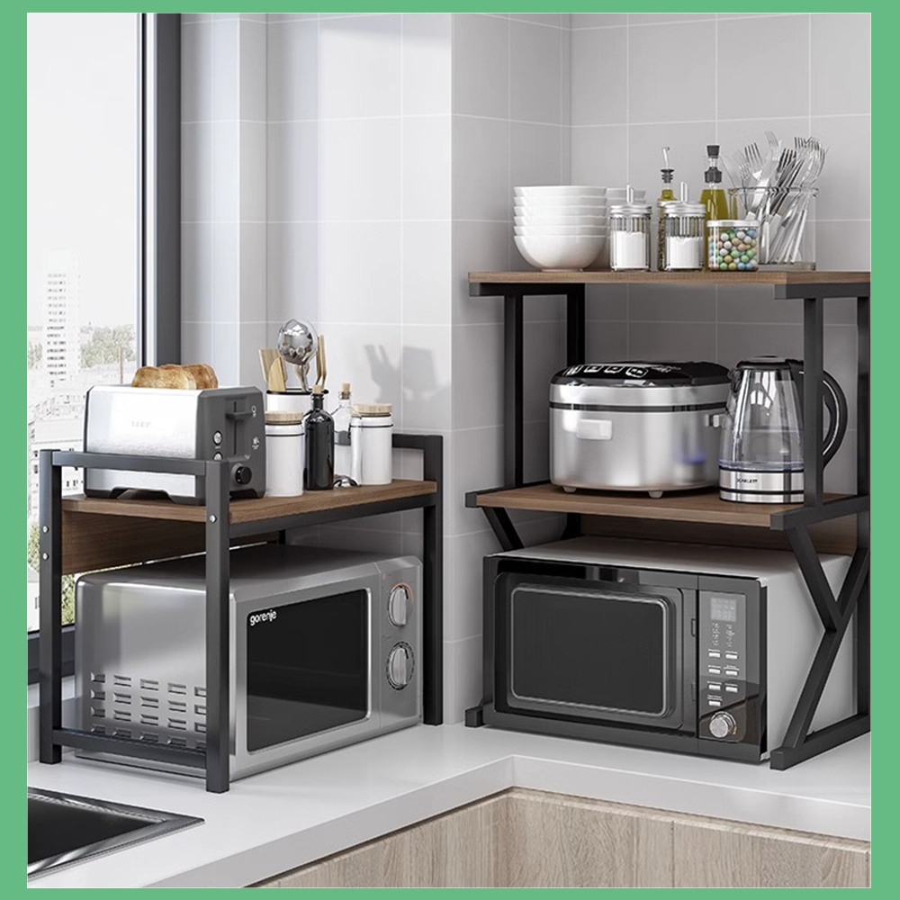 ชั้นวางไมโครเวฟ ชั้นวางในห้องครัว ชั้นเก็บของเตาอบหลายชั้น เสริมพื้นที่ในห้องครัวให้ครัวเป็นระเบียบยิ่งขึ้น