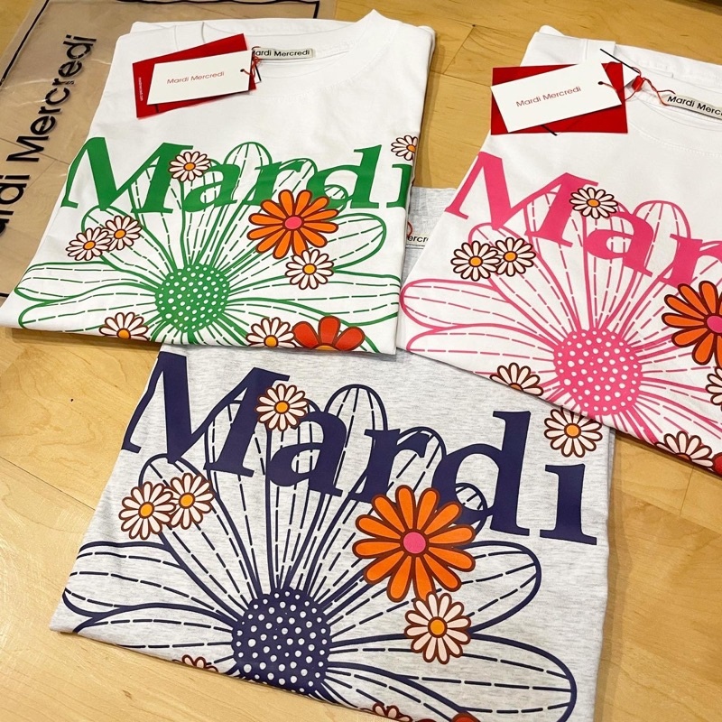 2024 พร้อมส่ง เสื้อ mardi mercredi ลาย flower t-shirt ของแท้ 100% จากช้อปS-5XL