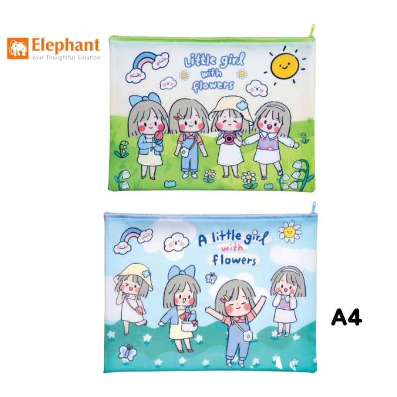 Elephant กระเป๋าซิปพลาสติก แบบตาข่าย ซิบบิลแอนฟลาวเวอร์ ขนาด A4 , A5  (ราคาต่อ 1 ชิ้น) ราคา ถูกที่สุด ดีลบีเคเค แกลเลอรีภาพที่ 2