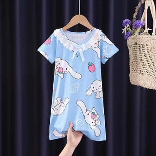 พร้อมส่ง ชุดนอนเด็กผู้หญิงลายการ์ตูนทรงกระโปรงล่าสุดนื้อผ้านิ่มใส่สบายๅ1181