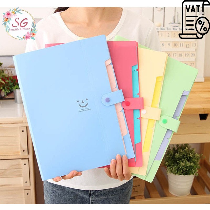 （M524)พร้อมส่งในไทยแฟ้มใส่เอกสาร 5ช่อง A4 พลาสติก  อุปกรณ์การเรียน เครื่องเขียน อุปกรณ์สำนักงาน