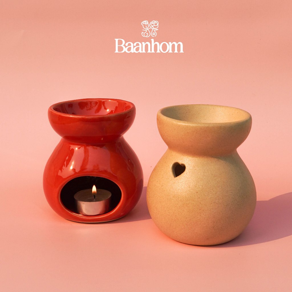 เตาอโรม่า ฉลุลายหัวใจ มี 5 สี เตาน้ำหอม เตาน้ำมันหอมระเหย ไซส์ใหญ่ burner ฉลุลายหัวใจ น่ารัก มินิมอล