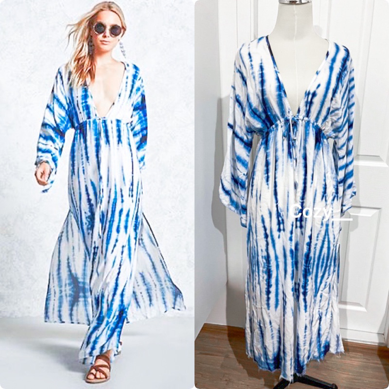 Forever21  : M เดรสฮาวายมัดย้อม ชุดเที่ยว ทะเล ใส่สบาย ไม่ร้อน