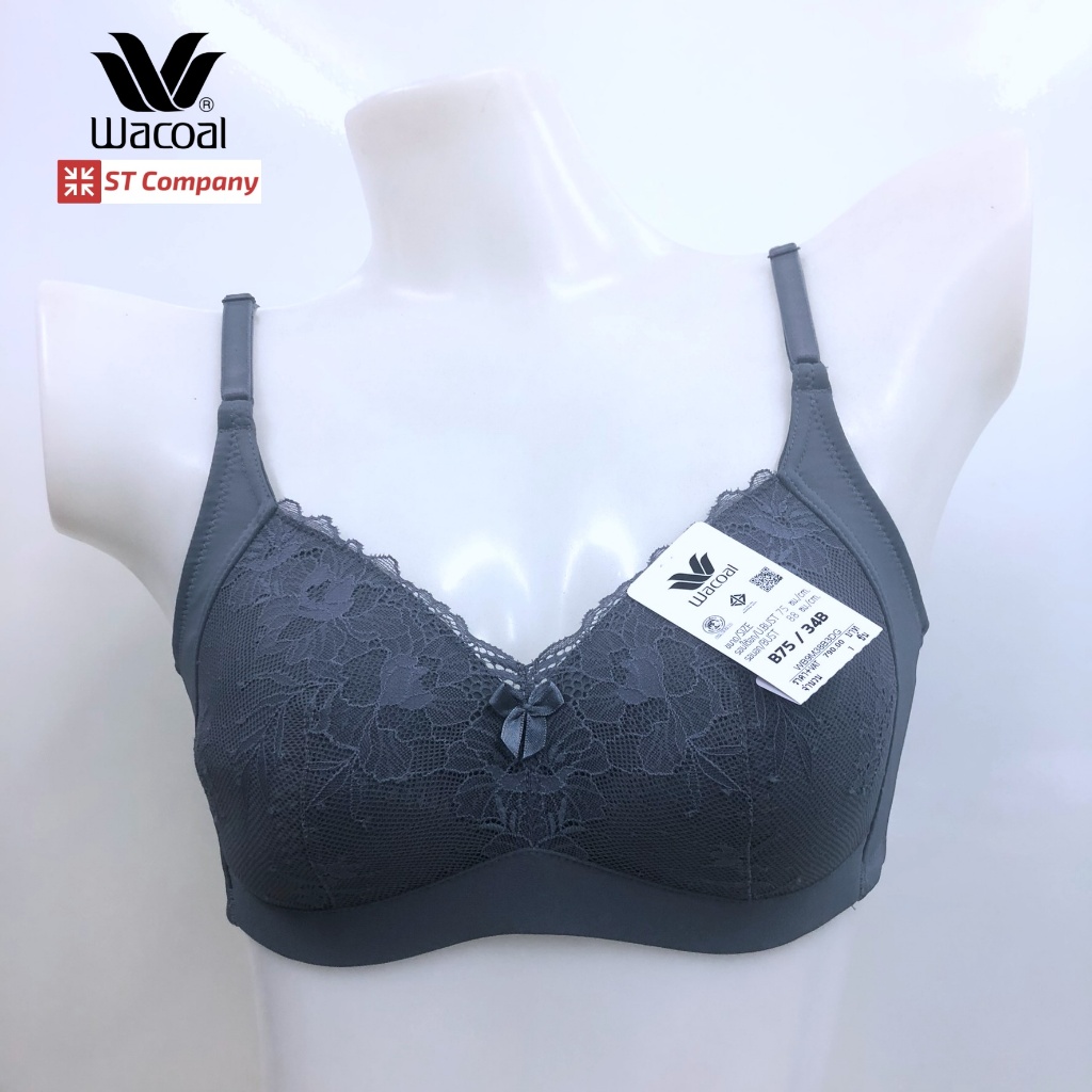 เสื้อใน Wacoal Basic Bra สีเทาเข้ม (Grey) รุ่น WB9M38 บรา 4/5 cup ไร้โครง ไม่มีโครง เสริมฟองบาง ชุดชั้นใน วาโก้