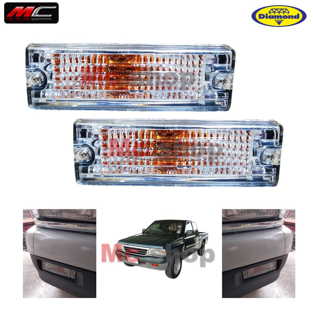 ไฟกันชน ไฟหรี่กันชน เพชร อีซูซุ มังกรทอง TFR ISUZU 1988 - 1996 3สาย เลนส์มัลติ ใส * ตราเพชร 1คู่ 02-2331CR/L-M *