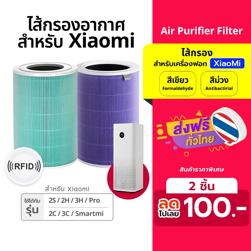 (มี RFID) ไส้กรองเครื่องฟอกอากาศ Filter สำหรับรุ่น Xiaomi Mi Air Purifier 2S , 3S , 2H , 3H , 2C , 3C , Pro , Smartmi