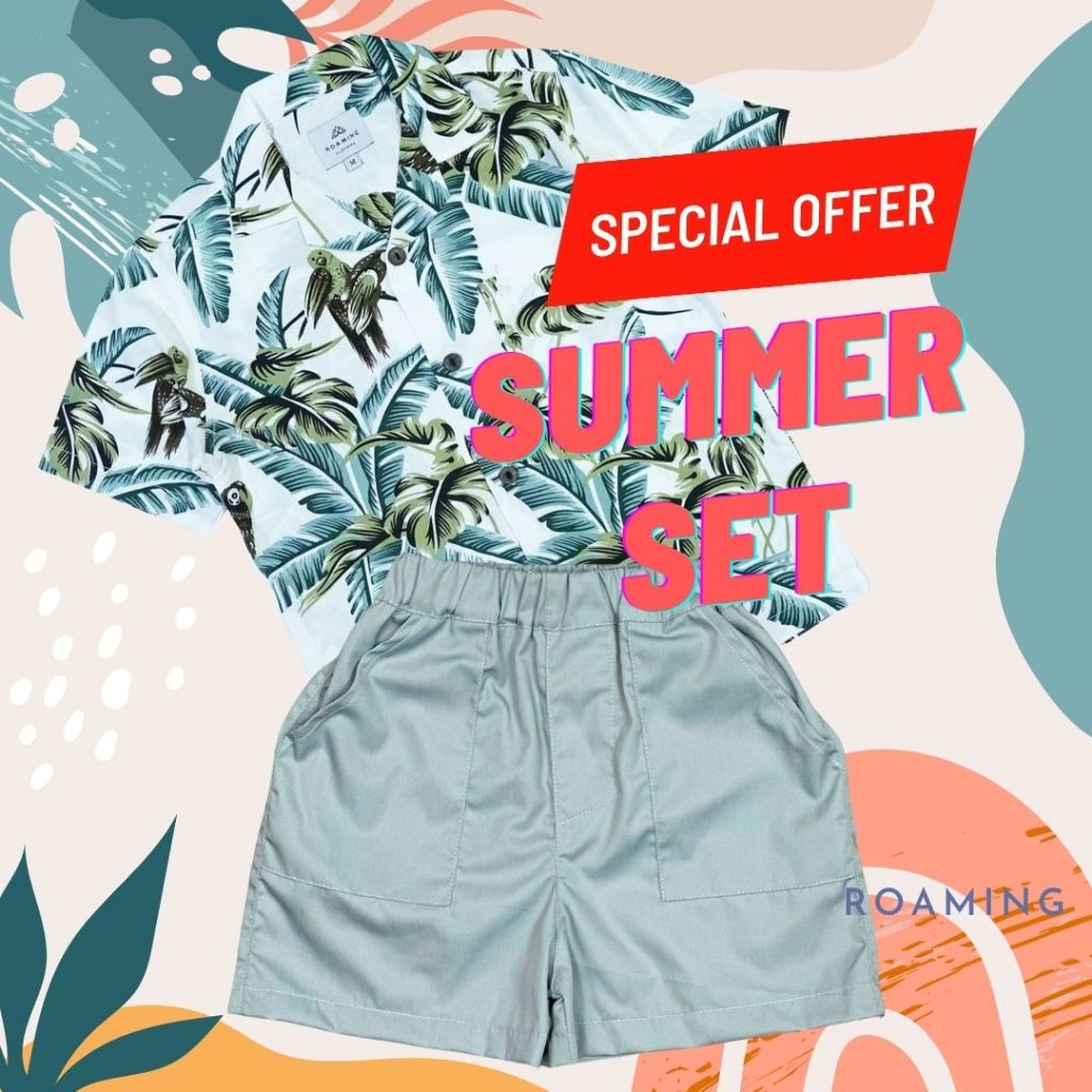 ชุดเซ็ทเด็ก Summer set เสื้อฮาวาย กางเกงลำลอง สีสันสดใส ใส่ได้ทั้งผู้ชาย ผู้หญิง - รูปที่ 4