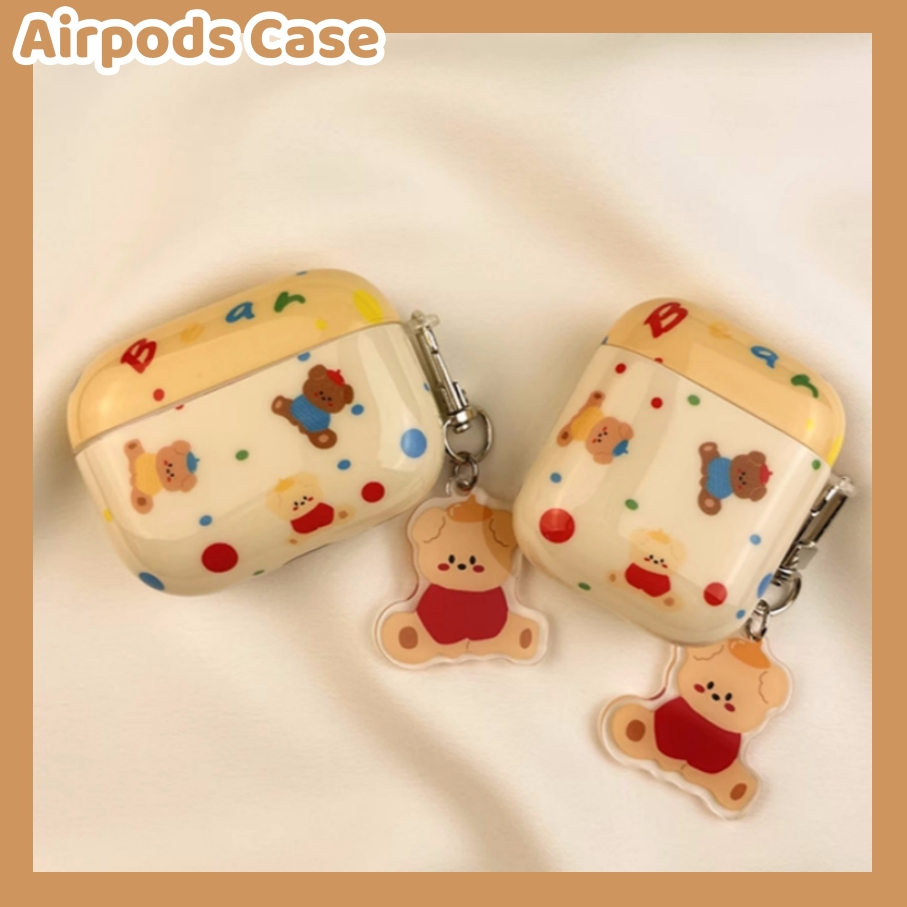 พร้อมส่ง เคส สำหรับ Airpods 3 case เคสหูฟัง AirPods 1/2/3/Pro/Pro 2 การ์ตูน หมี พร้อมจี้ กันกระแทกได้ดี กันรอยขีดข่วน