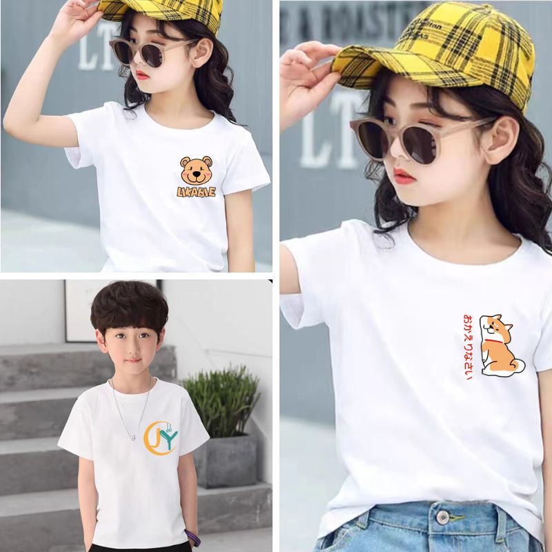 เสื้อยืดเด็กสีขาว ลายน่ารัก เป็นลายการ์ตูน ผ้านิ่ม ใส่สบาย ใส่ได้ทั้งผู้ชายและผู้หญิง ระบายอากาศดีไม่ร้อน มีของพร้อมส่ง