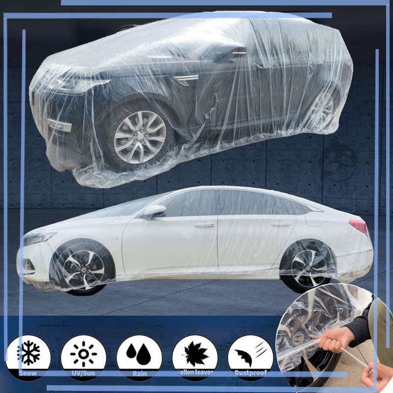 🚗พร้อมส่ง🚗ผ้าคลุมรถ แบบพลาสติกใส กันน้ำ100% กันฝน กันฝุ่น ถุงคลุมรถ คลุมรถ ผ้าคลุมรถยนต์ ผ้าคลุมกะบะ 1ชิ้น