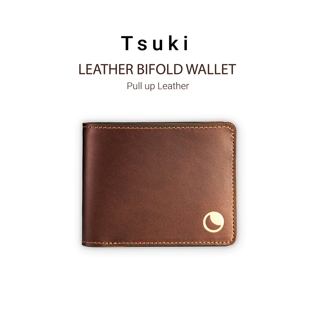 TSUKI Bi-fold Wallet กระเป๋าสตางค์ใบสั้น งานแฮนด์เมด หนังแท้