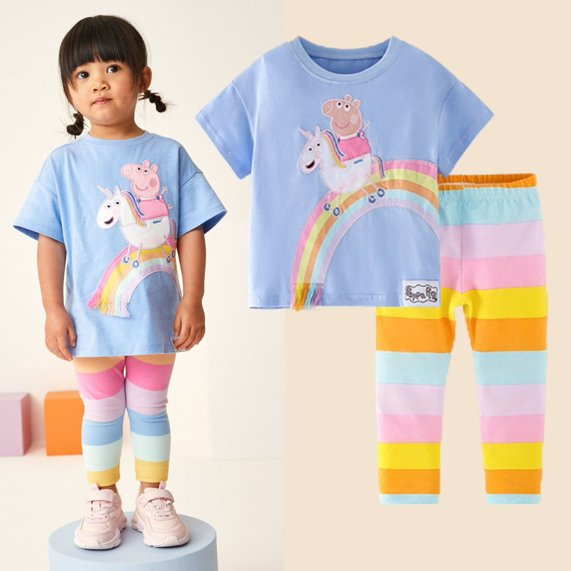 พร้อมส่งจากไทย ชุดเซ็ตลาย Peppa Pig งานคุณภาพ แบรนด์ Malwee ชุดเสื้อยืด+กางเกงเลกกิ้ง DR122