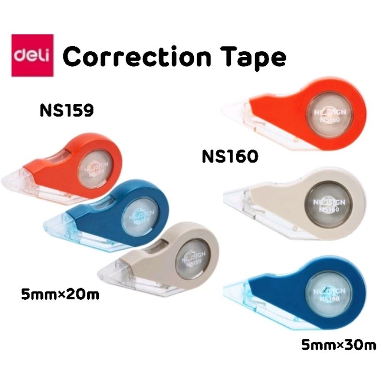 Deli เทปลบคำผิด NS159 ขนาด 5mm×20m. และ NS160 ขนาด 5mm×30m.