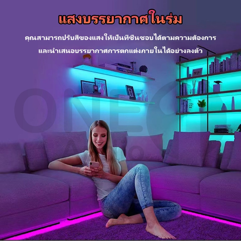 OneAudio แถบไฟ Led DC5V WS2812B IP30 60 Leds/M RGB ยาว 2 ม. 5 ม. สีขาว ยืดหยุ่น แถบริบบิ้นไฟ Led Strip ตัวควบคุมเพลง LED รูปที่ 2