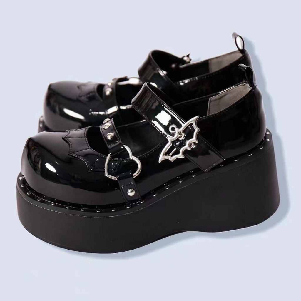 35-43 แบรนด์ใหม่ผู้หญิง Lolita น่ารักแมรี่เจนปั๊มแพลตฟอร์มลิ่มส้นสูงผู้หญิงปั๊มรองเท้าหวาน Gothic พังค์