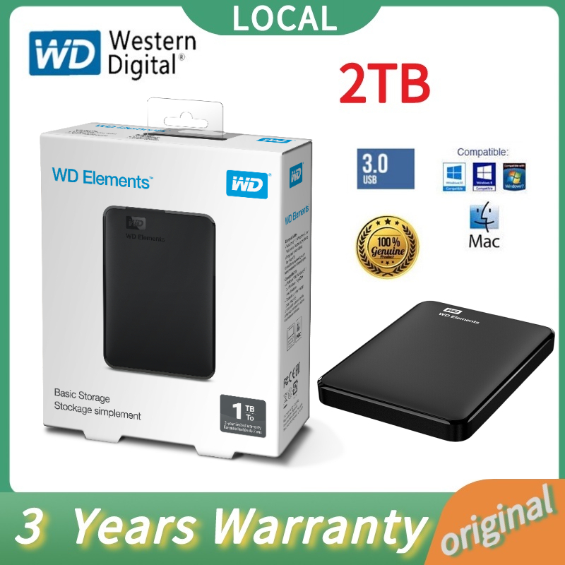 WD External Harddisk 2TB/1TB ฮาร์ดดิสพกพา ฮาร์ดไดรฟ์ภายนอก HDD USB3.0 Harddisk External