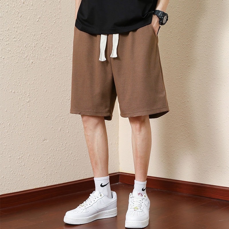 #2207-(3สี) กางเกงขาสั้นของผู้ชาย ผ้าฝ้าย เอวยางยืดมีเชือกพูก พร้อมส่งที่ไทย