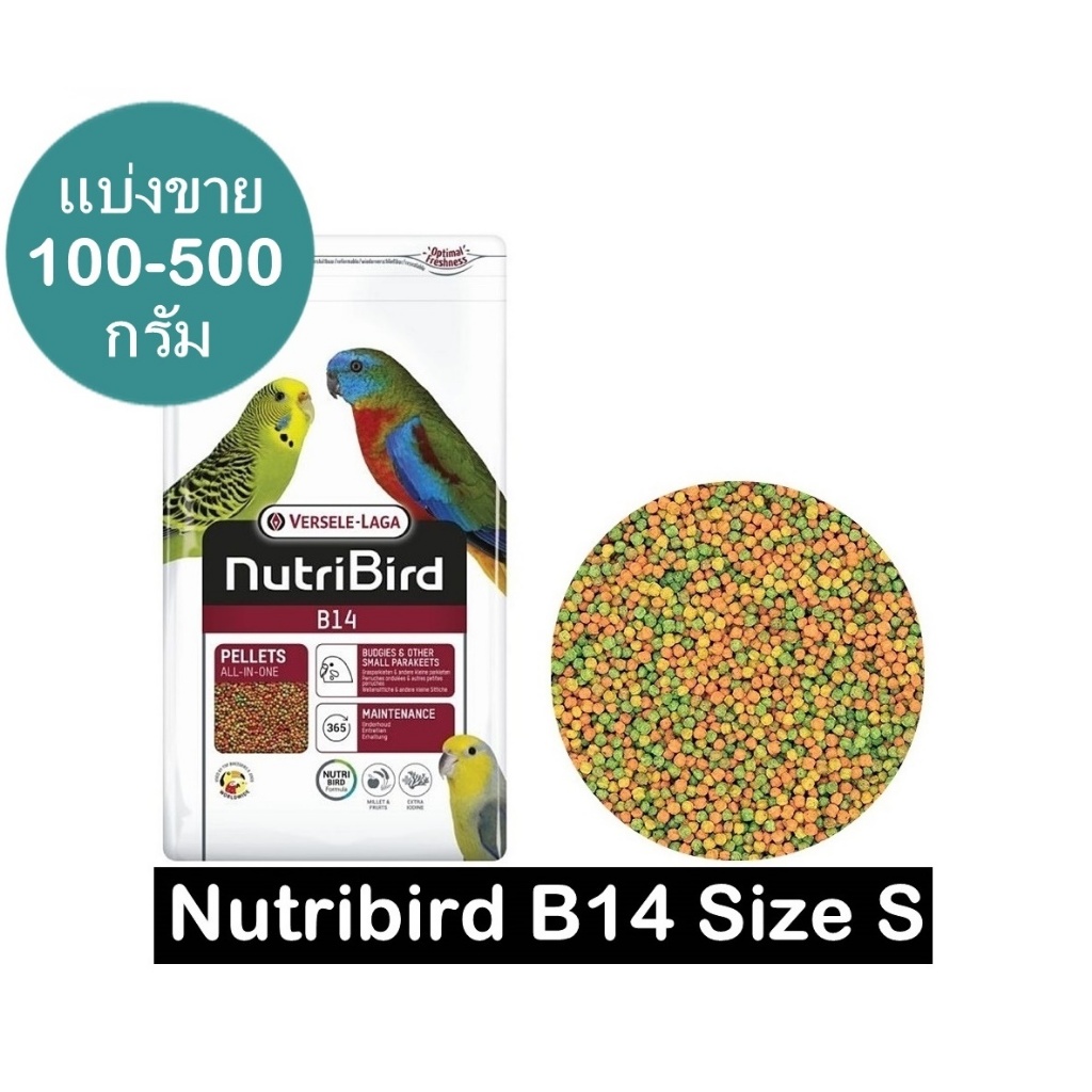 NutriBird B14 อาหารนก สูตรอาหารประจำวัน นกกรงหัวจุก เลิฟเบิร์ด หงษ์หยก ฟอฟัส มี 4 ขนาดให้เลือก