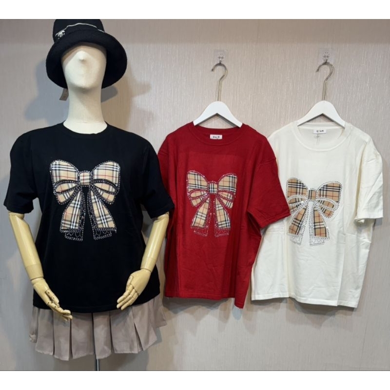 บิ๊กไซร์ เสื้อไหมพรมไม่หนาผ้านิ่ม หน้าโบว์เพชร หน้าผ้า48-60ยาว27 ทักแชทสอบถามสินค้าก่อนสั่งซื้อนะคะ