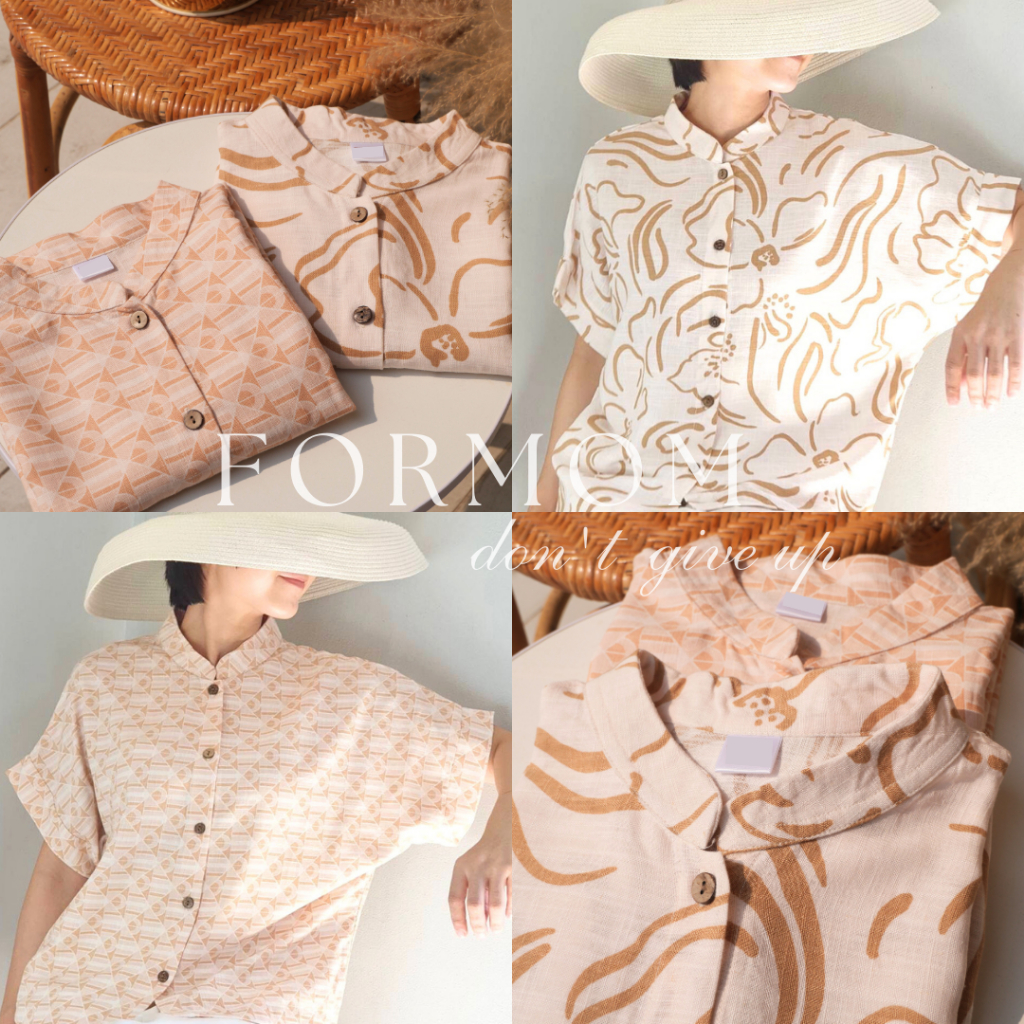 SHIRT 04 เสื้อเชิ๊ตผ้าคอตตอนพิมพ์ลายโทนสีอุ่นๆใส่สบาย