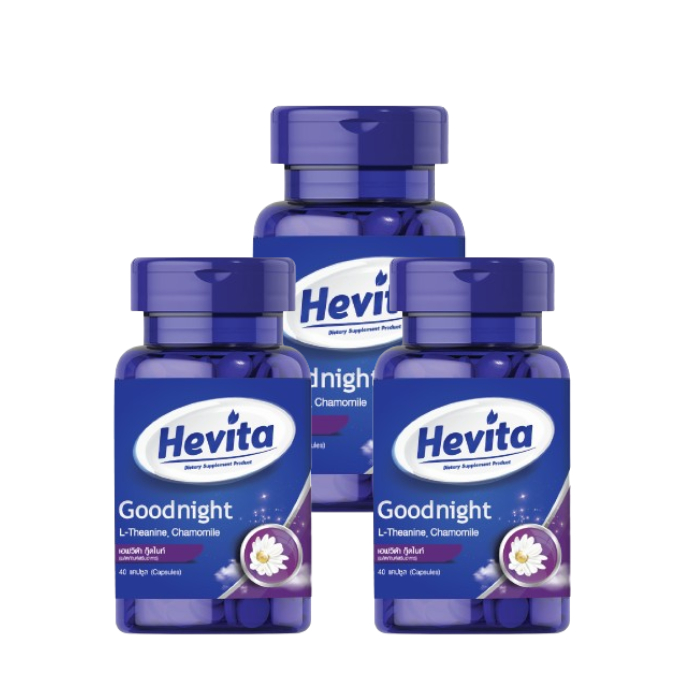 Hevita Good Night L-Theanune Chamomil (40 Capsules) 3 กระปุก