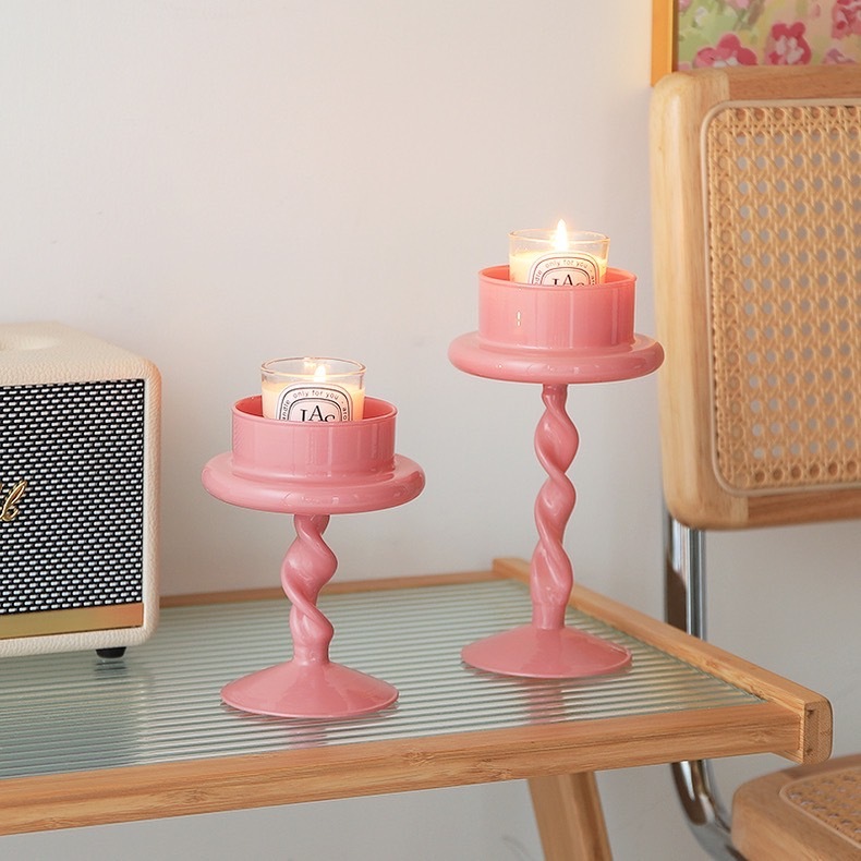 Clear The Table // (พร้อมส่ง) เชิงเทียนสีชมพู Pinky Candle holder
