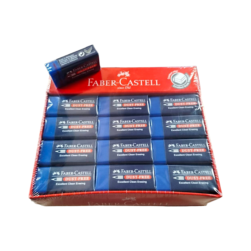 ยางลบ Faber Castell Dust-Free สีน้ำเงิน สีดำ ยางลบดินสอ ลบดินสอสี ต่อกล่อง