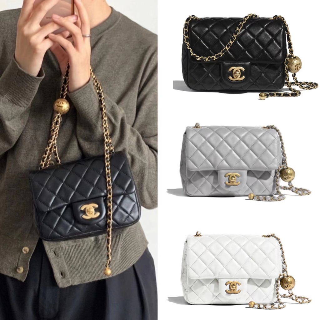 Chanel/Golden Pearl Square/Crossbody Bag/Chain Bag/AS1786/แท้ 100%