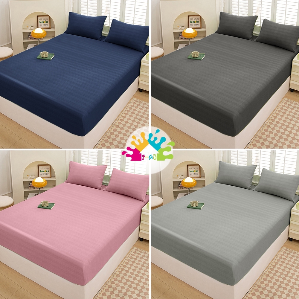 J-MU ชุดผ้าปูที่นอน Satin 3ฟุต 3.5ฟุต 4ฟุต 5ฟุต 6ฟุต ผ้าปูที่นอนซาติน(ผ้าปูที่นอน+ปลอกหมอน) สินค้า