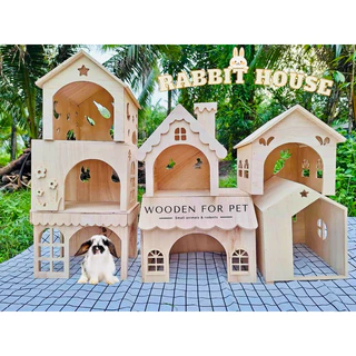 บ้านกระต่ายขนาดใหญ่ บ้านสัตว์เลี้ยงสวยงาม บ้านไม้สำหรับสัตว์เลี้ยง แกสบี้ ชินชิล่า แพรี่ด็อก ที่อยู่อาศัยสัตว์น่ารัก