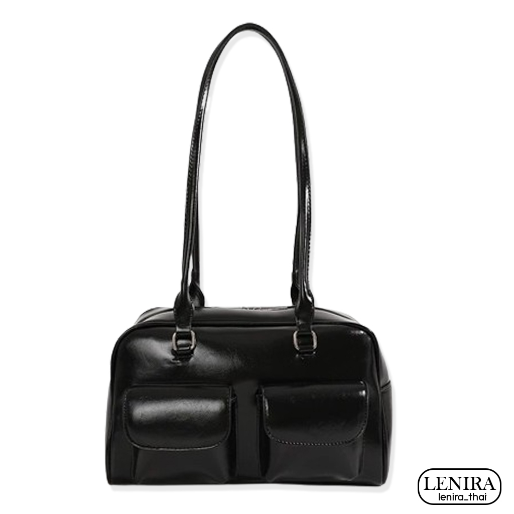 Lenira(B1973) กระเป๋าหนังเงาสะพายไหล่-พร้อมส่ง