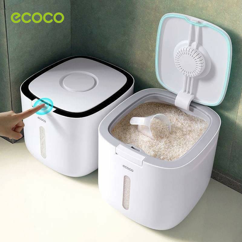 [พร้อมส่ง]Ecoco กล่องใส่ข้าวสาร กล่องเก็บข้าวสาร กล่องใส่อาหารแห้ง ถังข้าวสาร ถังเก็บเม็ดข้าวสาร เก็บกลิ่น ความจุ 5/10กก